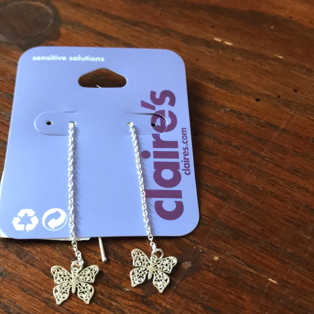 New women butterfly earrings silver